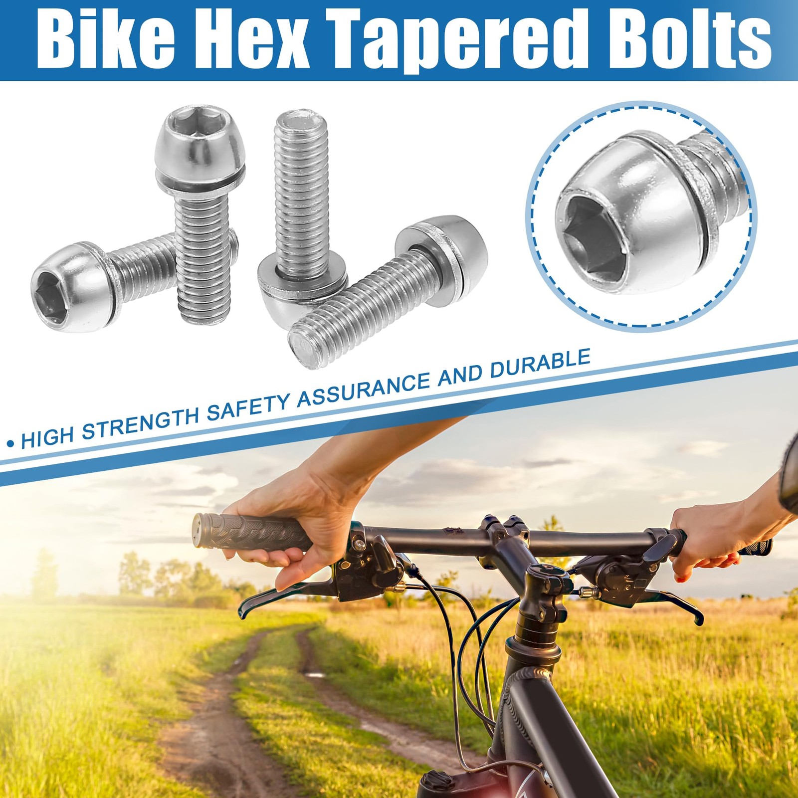6 Pcs Bicycle Stem Screws for MTB Bike Bicycle Stem Durable M6x20mm Socket He…