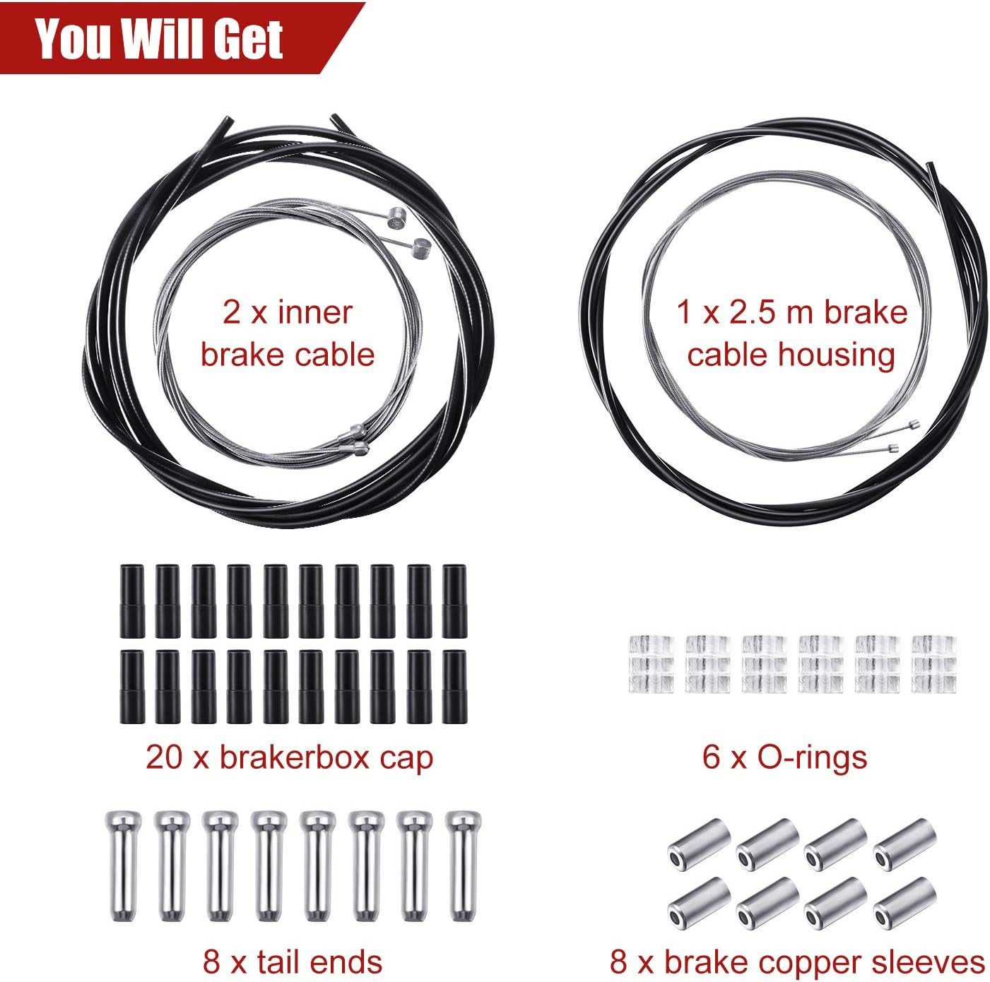 Universal Bike Brake Cable Kit Derailleur Bicycle Shifter Cable Housing Set Tran