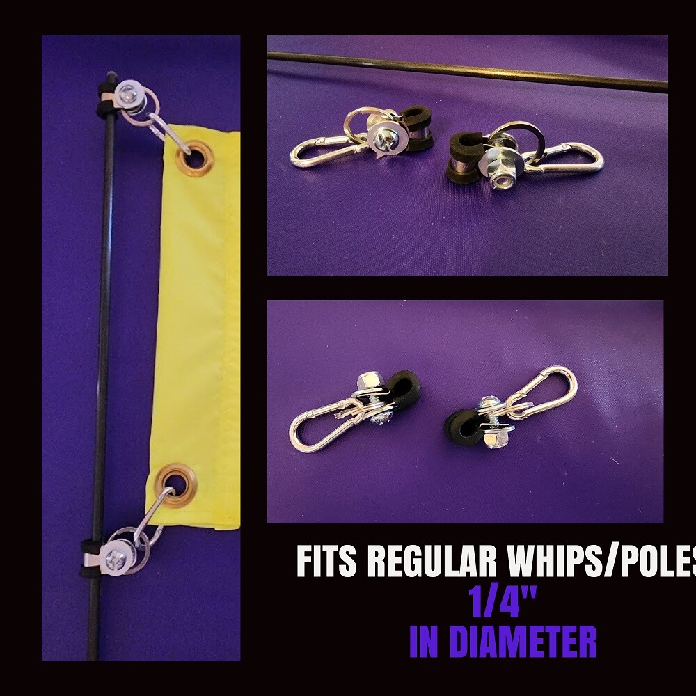Rubber Lined Stainless Steel Flag Clamps / Clip System for poles marine sterns