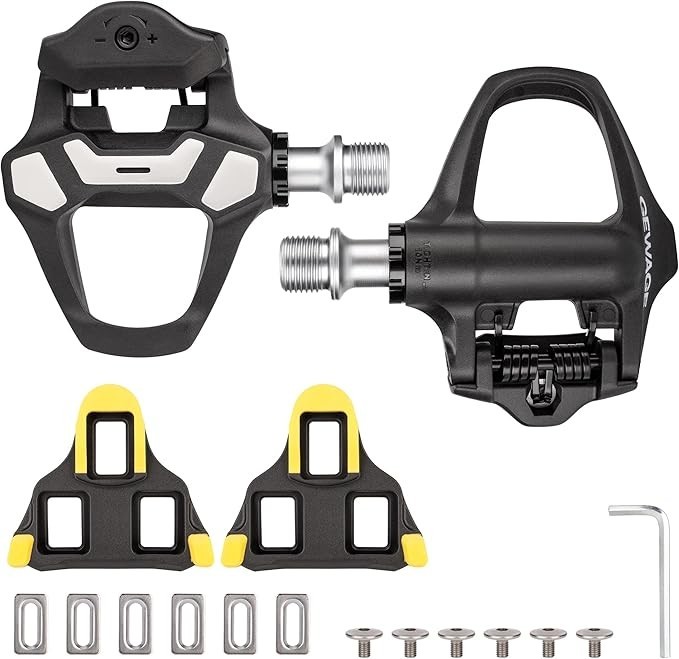 Carbon Fiber Road Bike Clipless Pedals SPD-SL Compatible 9/16 CrMo Sealed