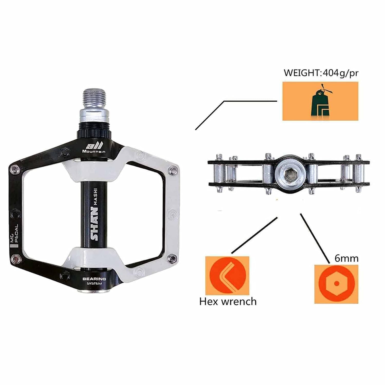White Aluminium Mountain Bike Pedals BMX Flat Pedals Non Slip Removable