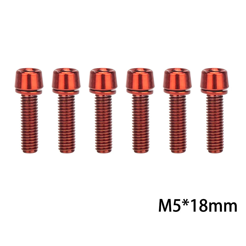 6PCS Bike Stem Bolts M5 M6 Handlebar Stem Screws with Washers MTB Road Bike