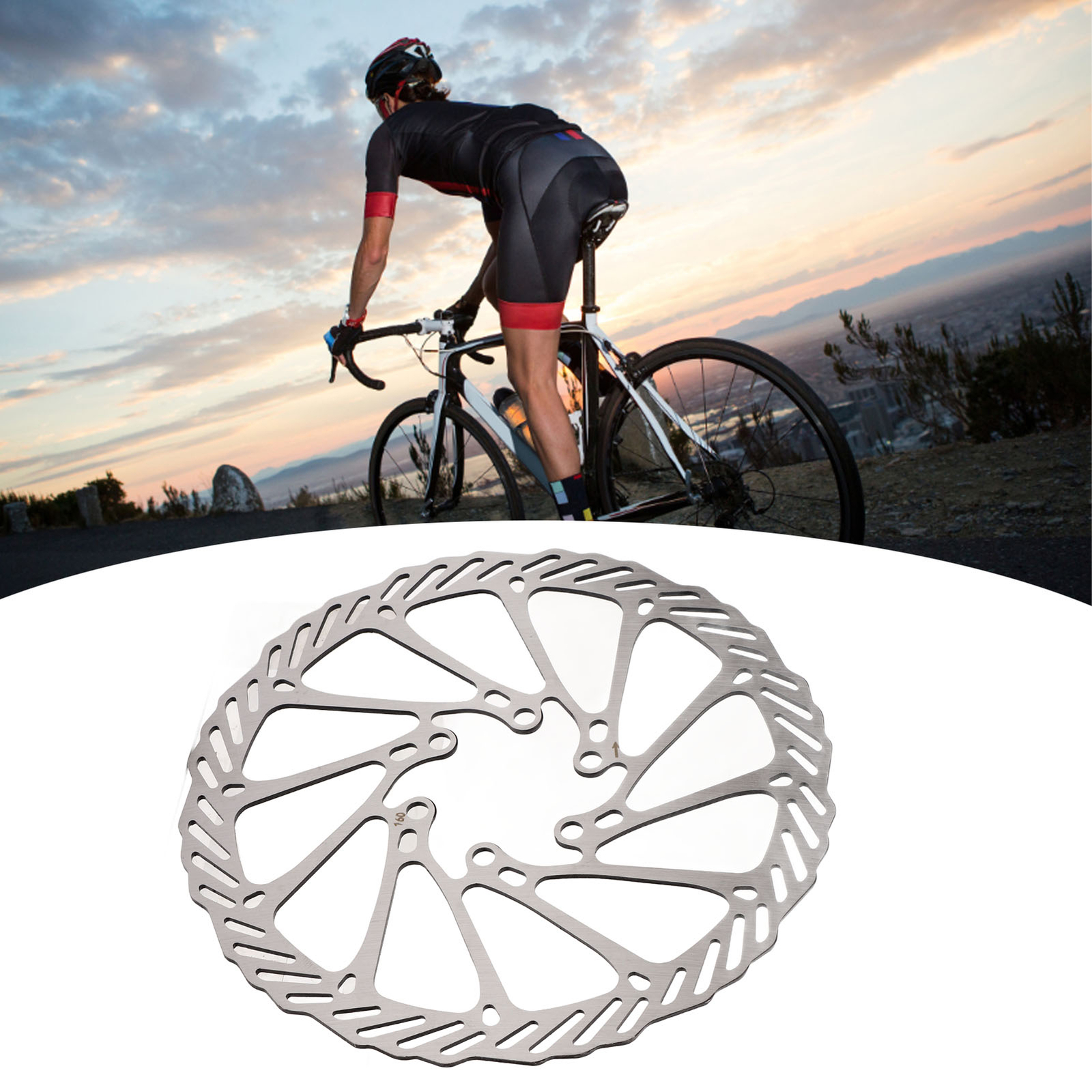 (160mm/6.3in)2 Pcs Bike Disc Brake Rotors Lightweight Fast Heat Dissipation