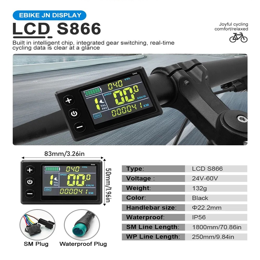 Ebike Display S866 S900 GD01 UKC1 UKC3 – SM/WP Plug LCD SUK