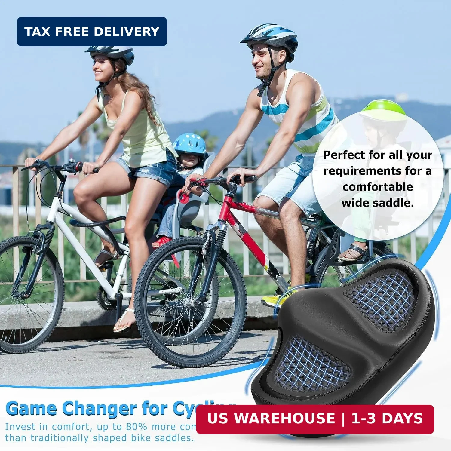 CDYWD New Noseless Bike Seat for Men Women Comfort, Extra Wide Soft Padded Bicyc