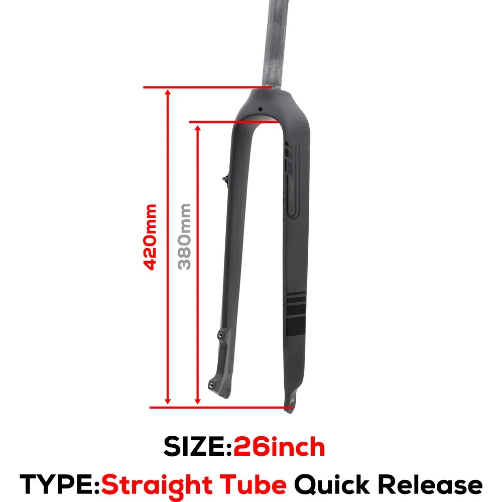 Full Carbon MTB Rigid Fork 26 27.5 29er Straight Tapered Tube 15*100mm Thru Axle