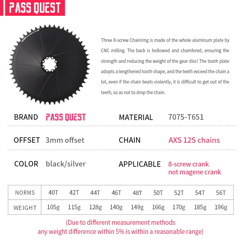 Round Narrow Wide Chainring 3mm Offest Direct Mount Crank Gravel Bike AXS 40-56T