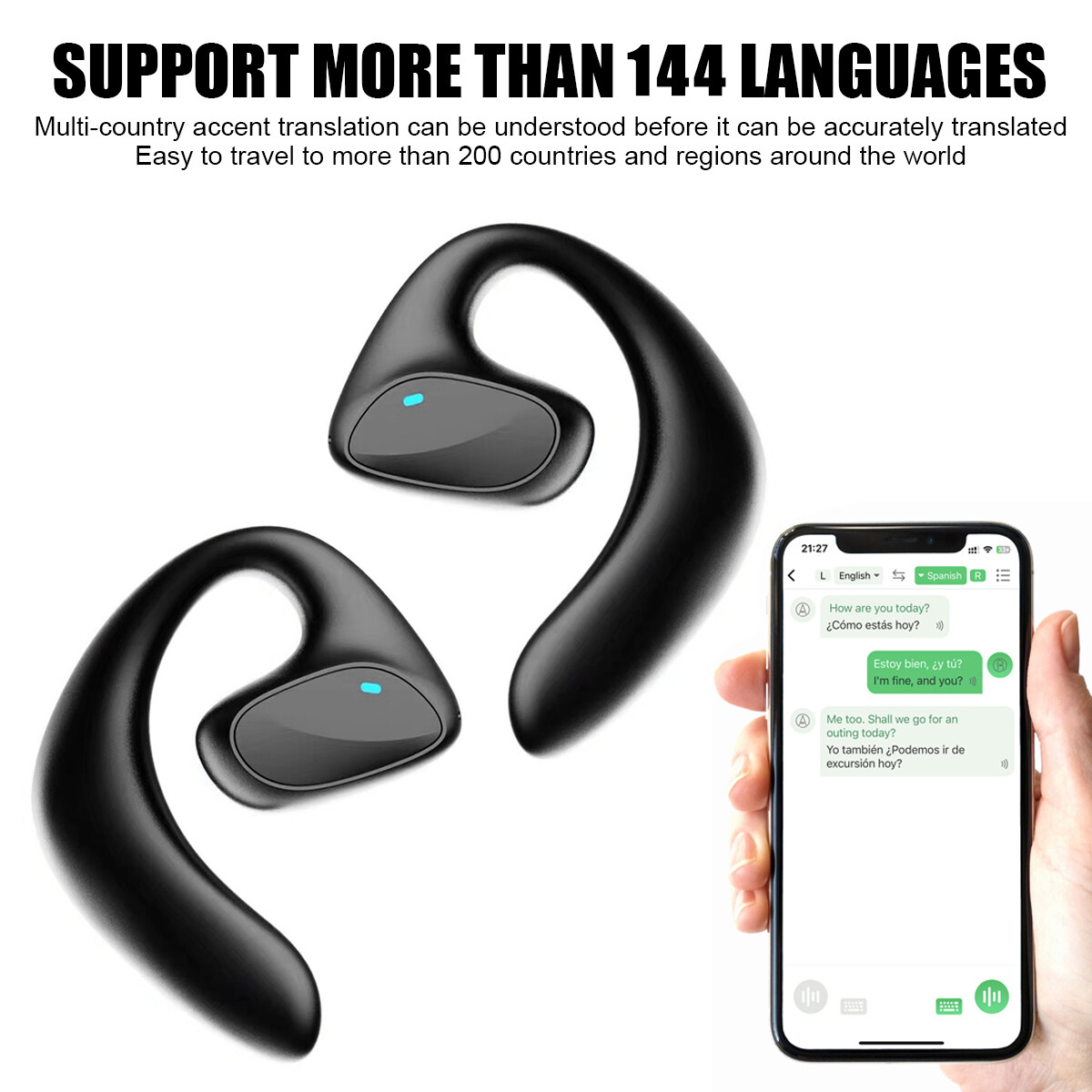 M8 Translator Earbuds 144 Language Translator Device Two Way Real Time Tran)