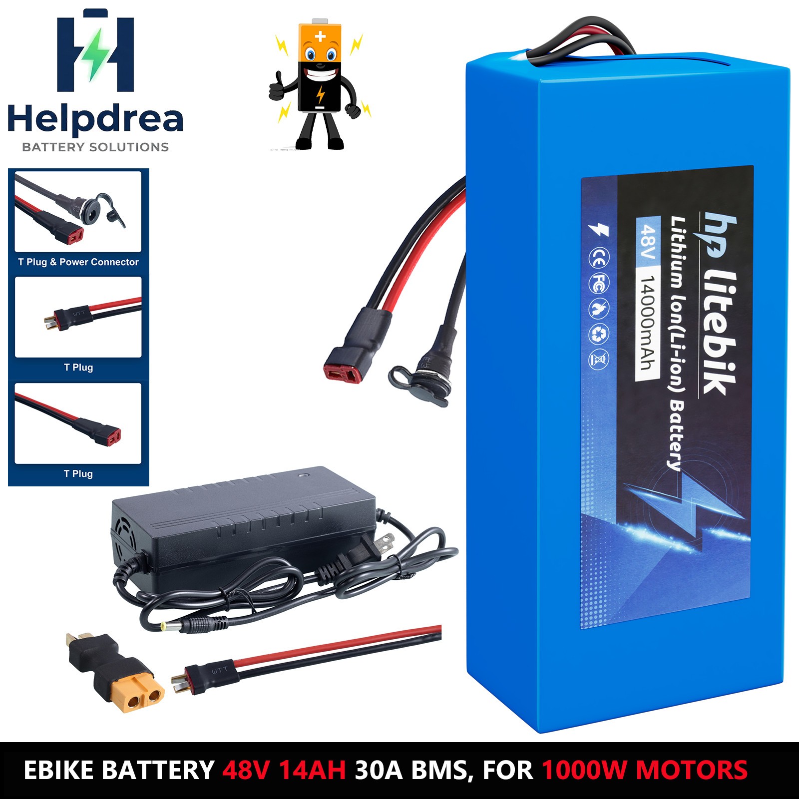 48V 14AH Ebike Lithium Battery For Electric Bicycle 100W-1000W Motor 30A BMS