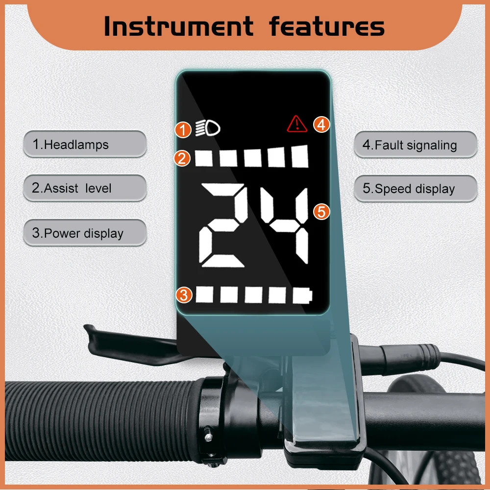 24V 36V 48V E-bike DZ40 Waterproof LCD Display with UART Communication Protocol