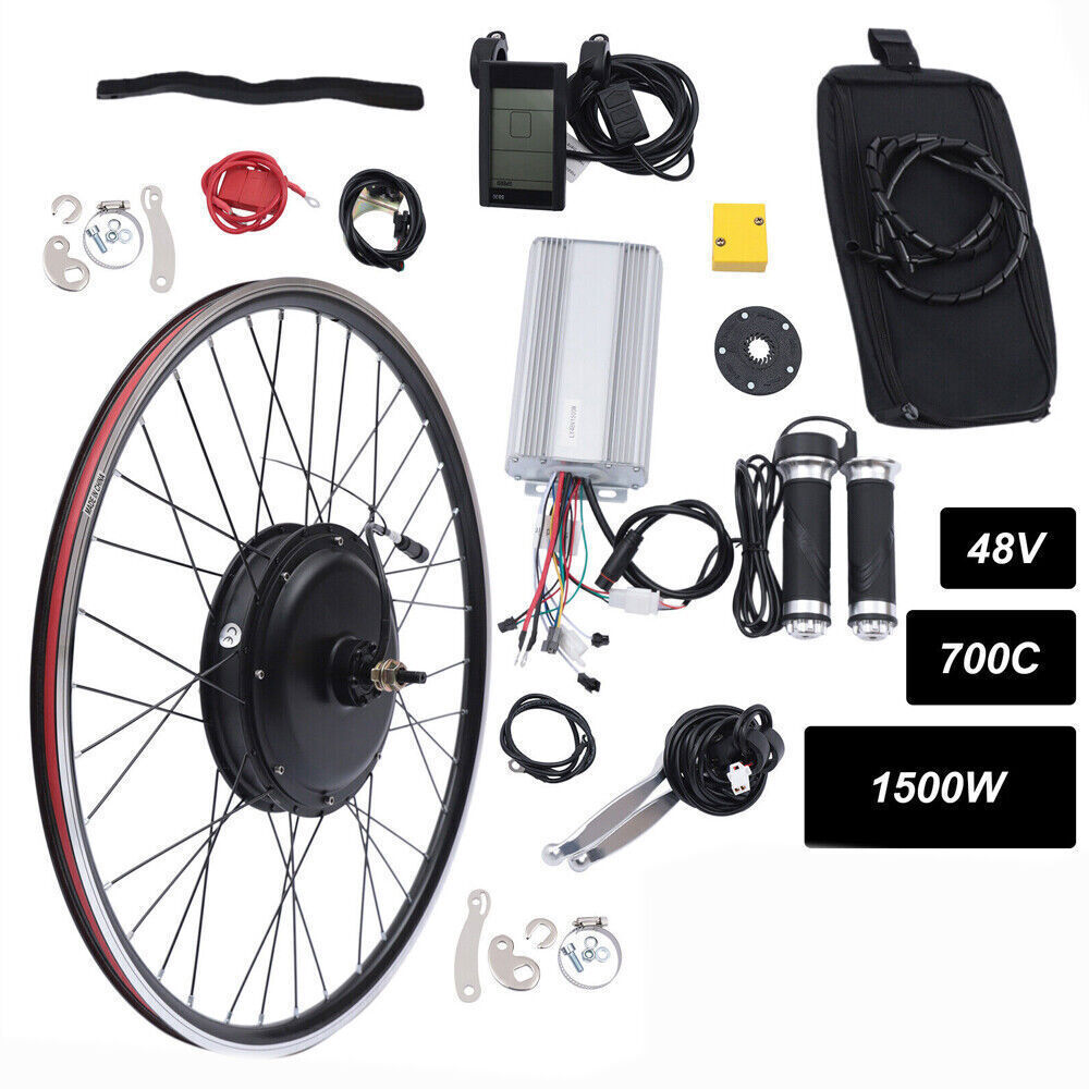 Ebike Conversion Kit 48V 1500W Rear Motor Wheel 700C LCD Display 500 rpm New