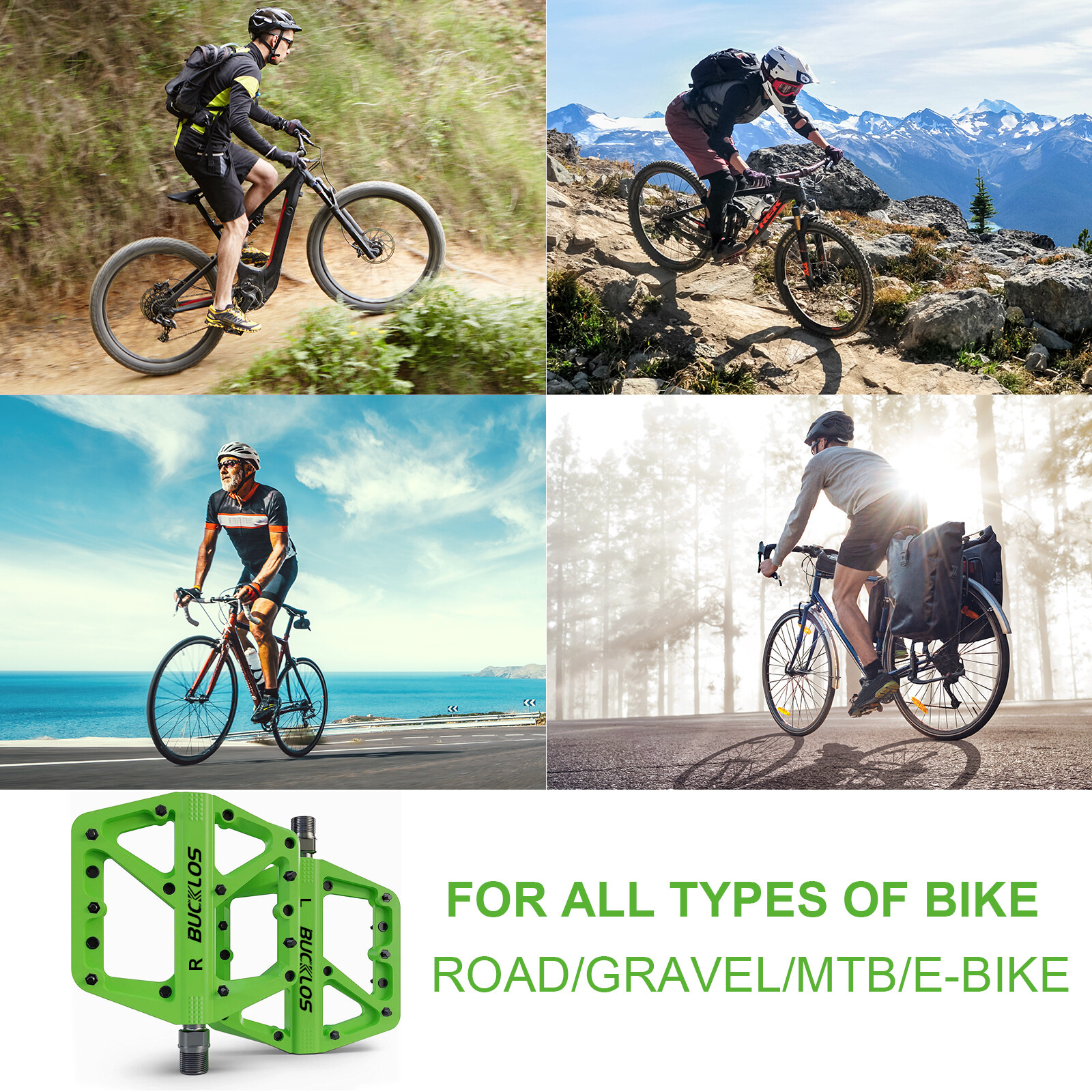 MTB BIKE PLATFORM PEDALS SEALED BEARING NYLON BICYCLE ROAD CYCLING WIDE PEDALS