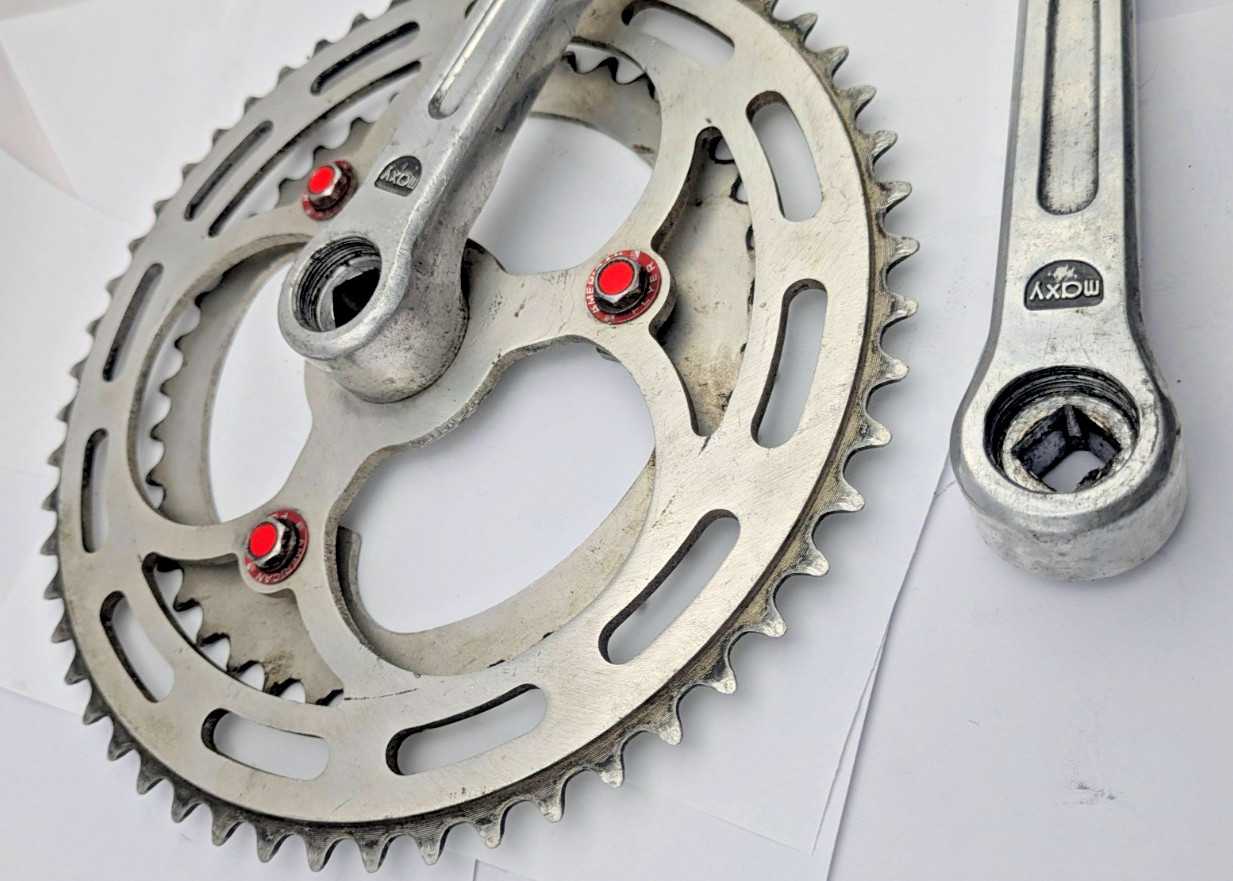 SUGINO MAXY FORGED CRANKSET 165MM 40T 54T SILVER ALUMINUM DOUBLE 2X JAPAN