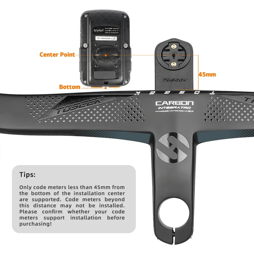 Bicycle Drop Bar Carbon Integrated Handlebar 28.6mm with Bike Computer Holder