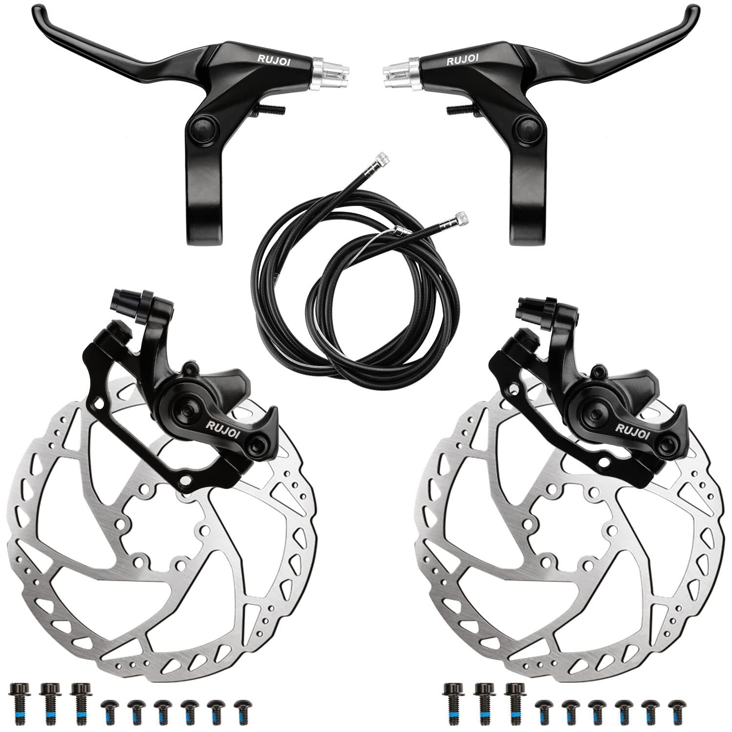 RUJOI Bike Disc Brake Kit Aluminum Front and Rear Caliper Full Aluminum Alloy