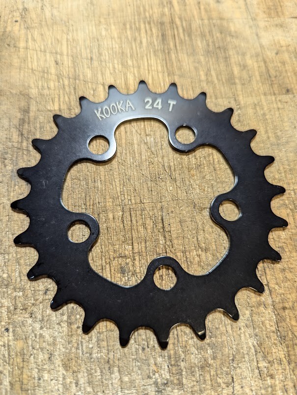 NOS KOOKA 24t 58mm bcd chainring MTB vintage (black) larger logo