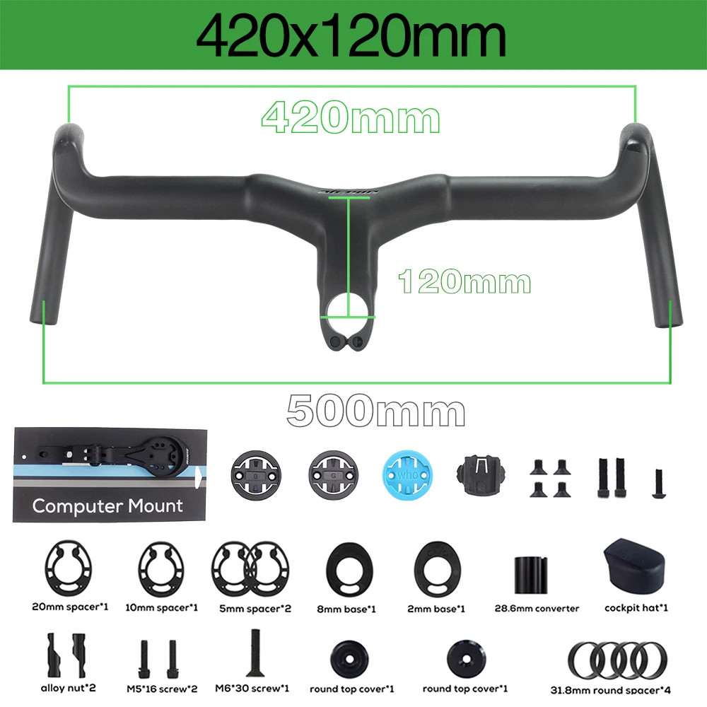 Road Bicycle Carbon Gravel Integrated Drop Bar Internal Cable Routing with Mount