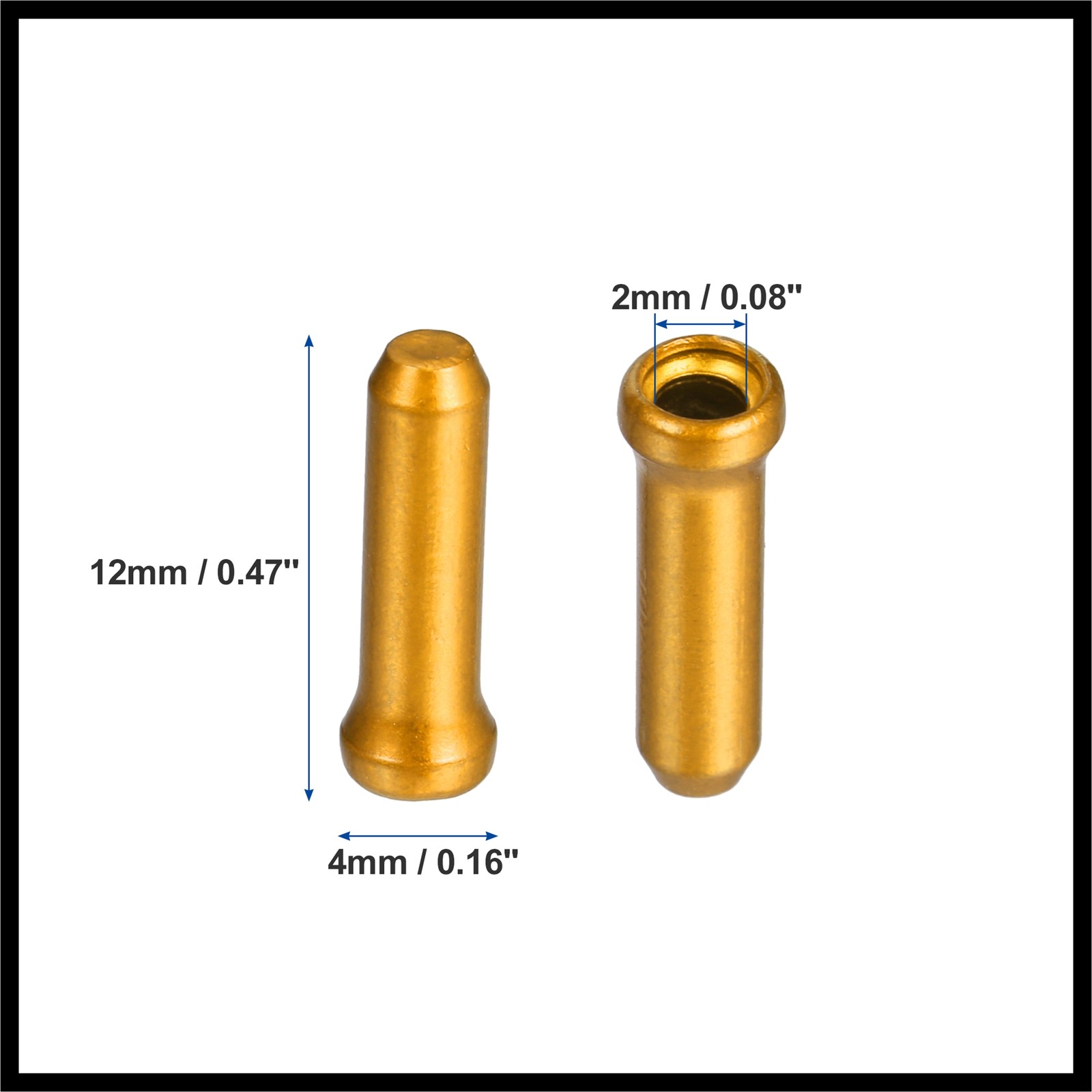 50 Pcs Bicycle Shifter Brake Gear Inner Cable Cap End Tips Crimps Gold Tone
