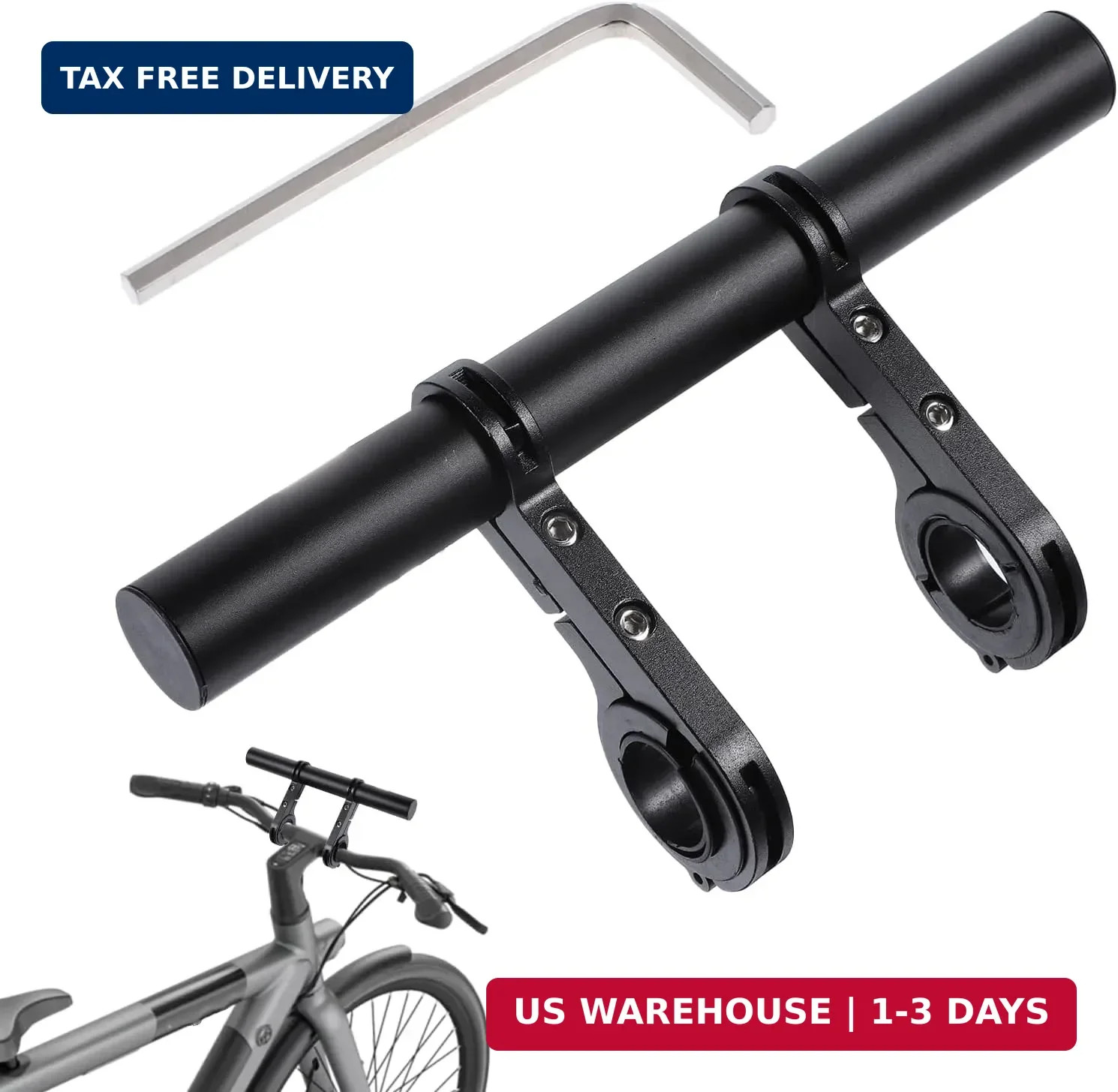 Bike Handlebar Extender, 7.9″ Long Aluminum Alloy Bicycle Cross Bar Extension Mu