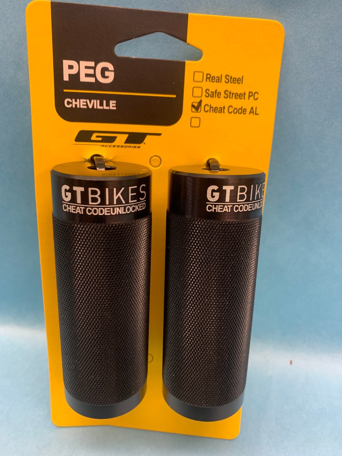 GT Cheat Code Aluminum Bike Pegs ( Pair ) Fits 3/8″ axles. Black