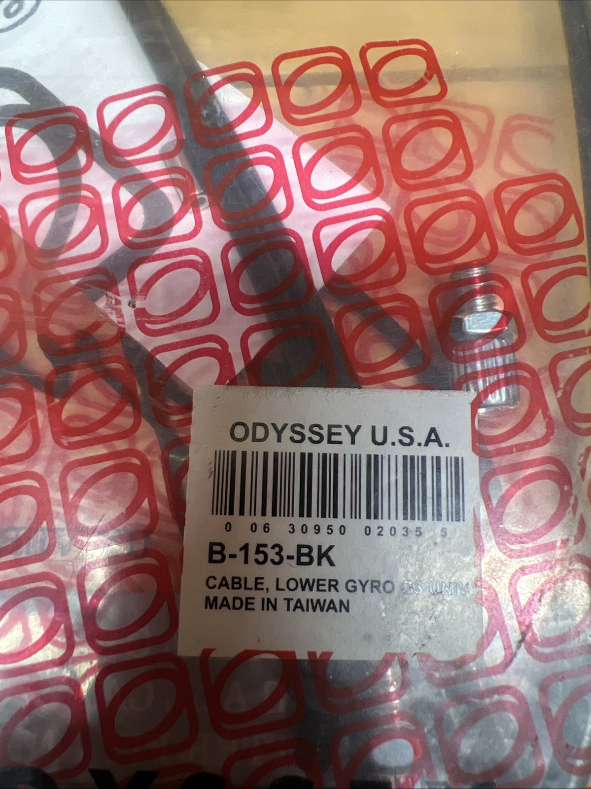ODYSSEY Lower Gyro Cable G3 Universal (Black) NOS: B-153-BK