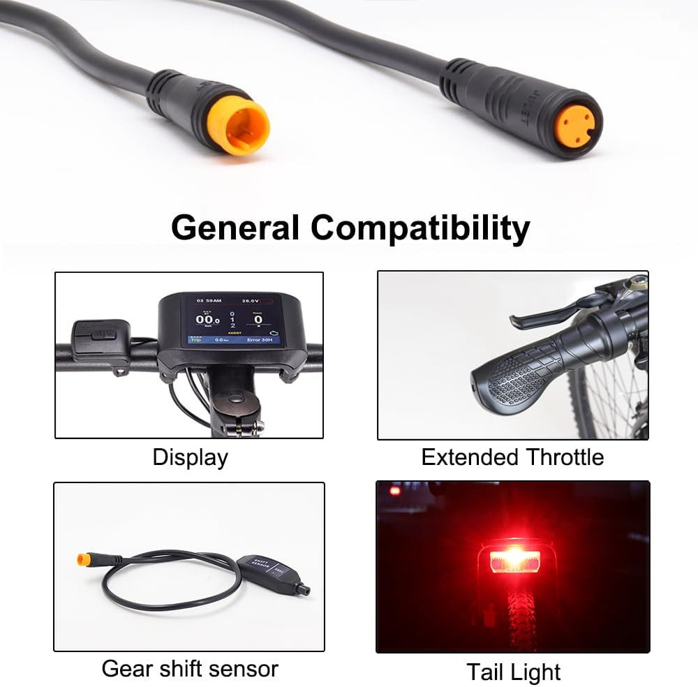 Ebike Extension Cable for Electric Bike Gear Sensor, Waterproof Connector 2Pin/3