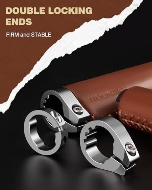 Leather Bike Handlebar Grips for 22.2mm Vintage Mountain Bike Folding Bicycle