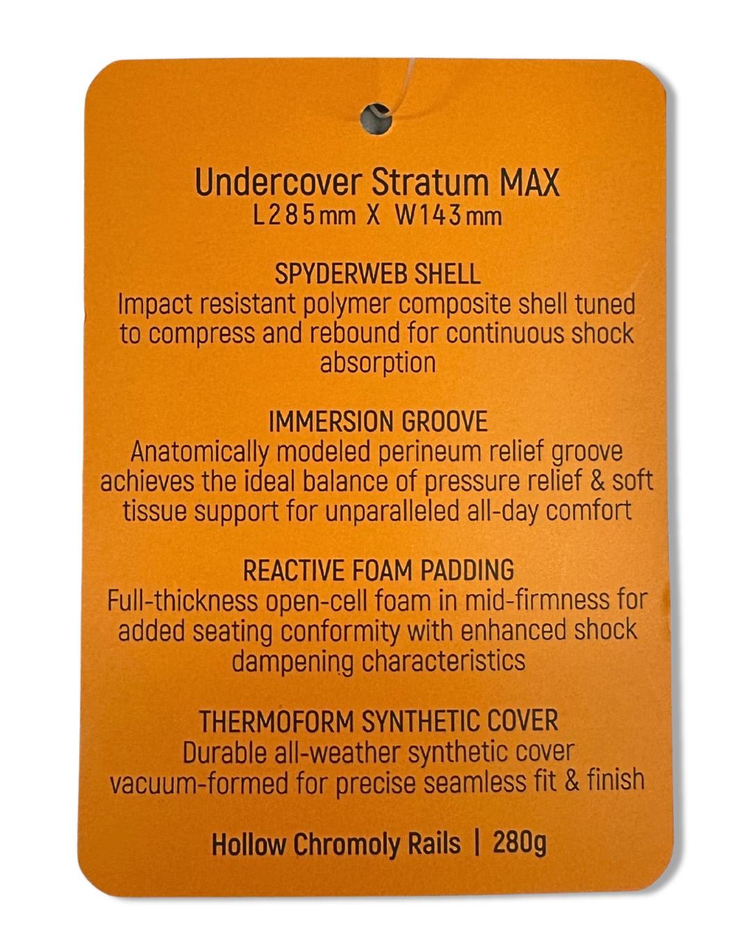 Tioga Undercover Stratum MAX Bike Saddle CrMo Rails 285x143mm 280g Black