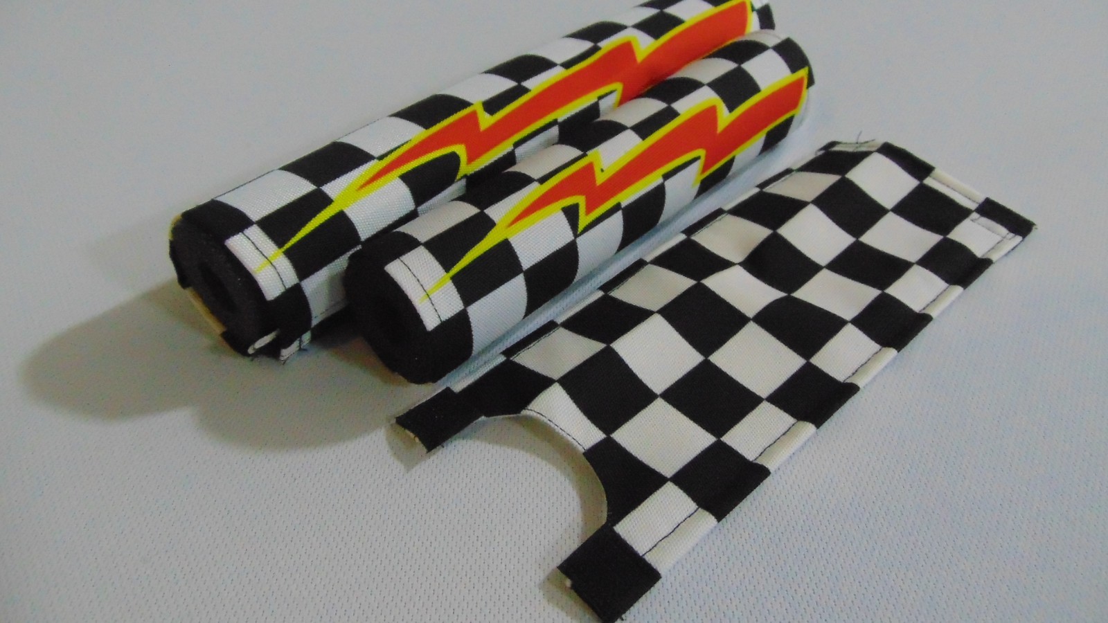 CHECKERED FLASH OLD SCHOOL CLASSIC BIKE BMX PAD SET STEM HANDLEBAR TOP TUBE PADS