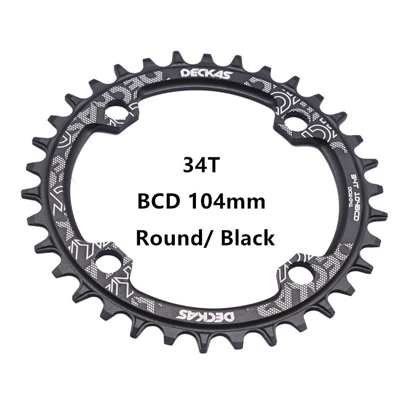 Deckas BCD104mm MTB Bike Chaining Ring 34T Narrow Wide Round Oval Chain Ring