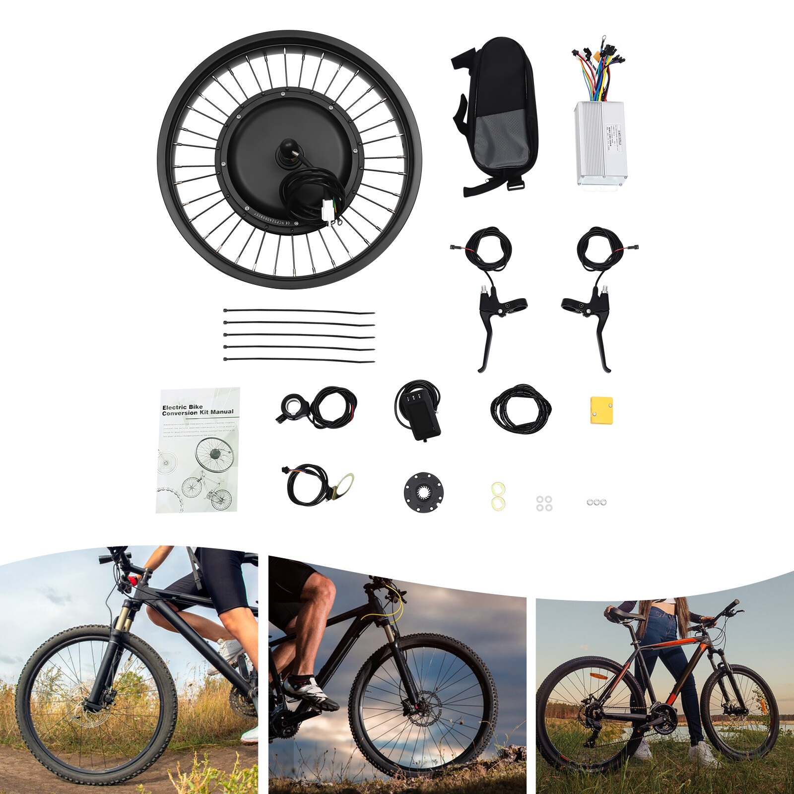 20″ 48V Electric Bicycle Front Wheel Motor Fat Tire E-Bike Conversion Kit 1000W
