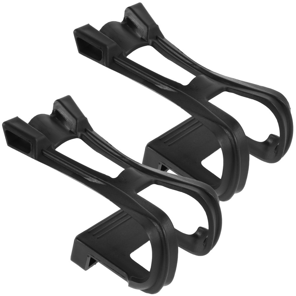 2Pcs Durable Reusable Pedal Toe Clips for Cycling Black Non Slip Plastic