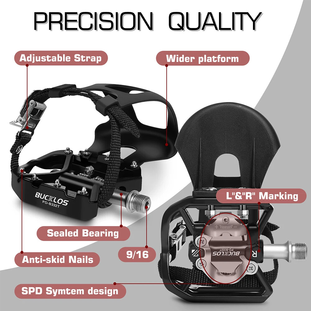 Clipless Self-locking MTB Pedal for Bike Mixed Pedals Dual Lock/Flat Pedals