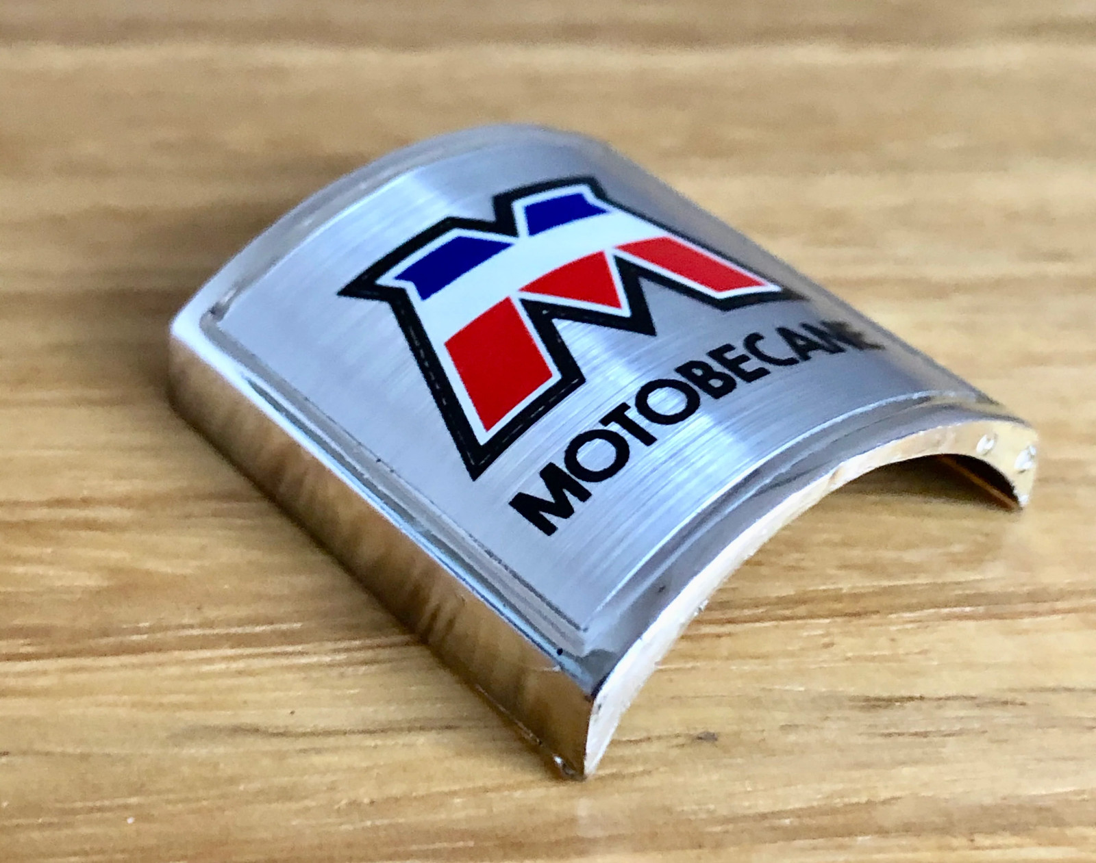 Motobecane Head badge – Chrome with decal – old school bmx