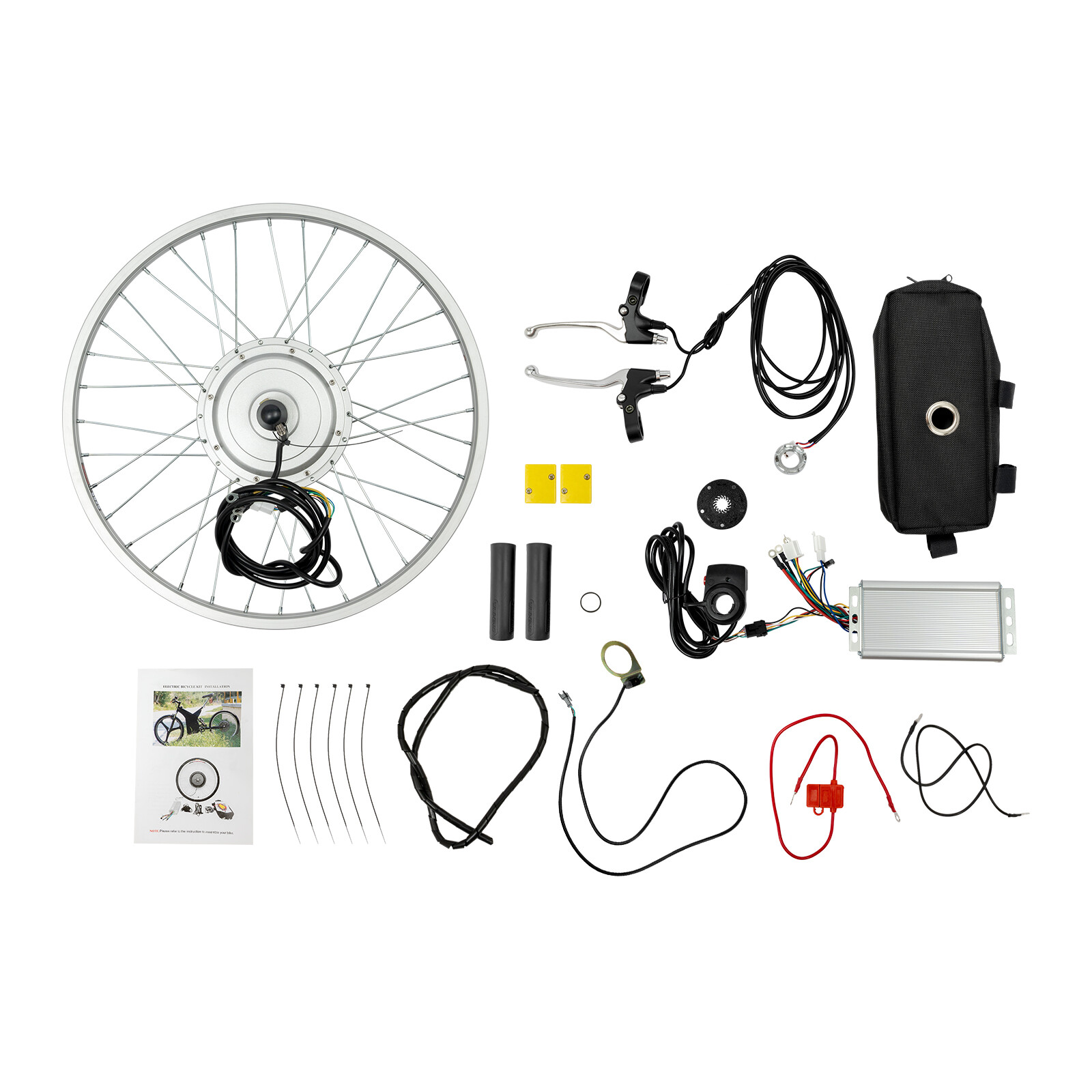 Modern 750W E-bike Conversion Kit Silver 24″ Front Wheel w/ Brushless Hub Motor