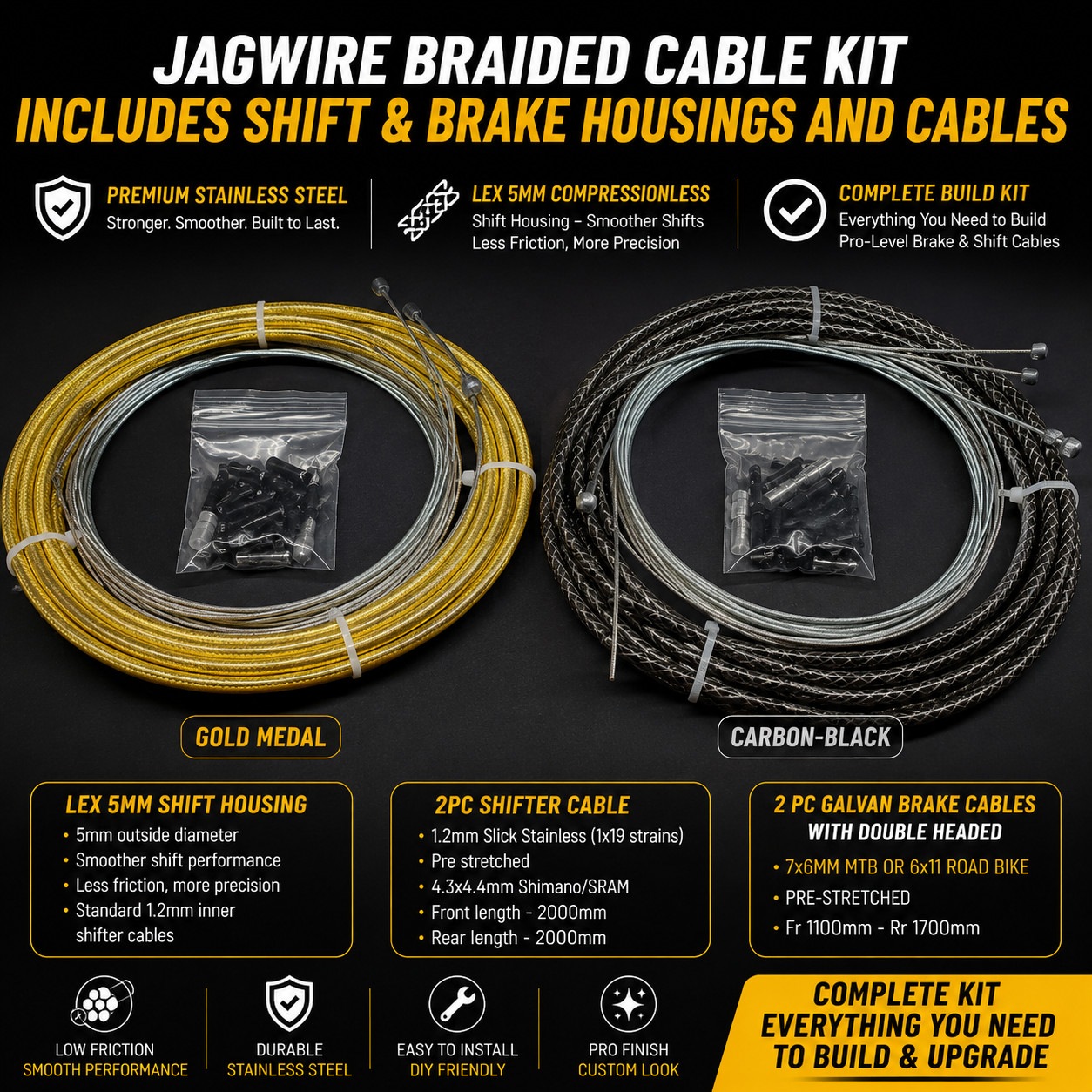 Jagwire Braided Cable Build Kit Shift Brake Housing Shimano SRAM MTB Road Gravel