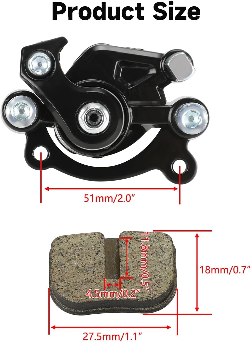 Mechanical Brake Caliper with Dual Pads for Various Mini Bike Models – 8.1 oz