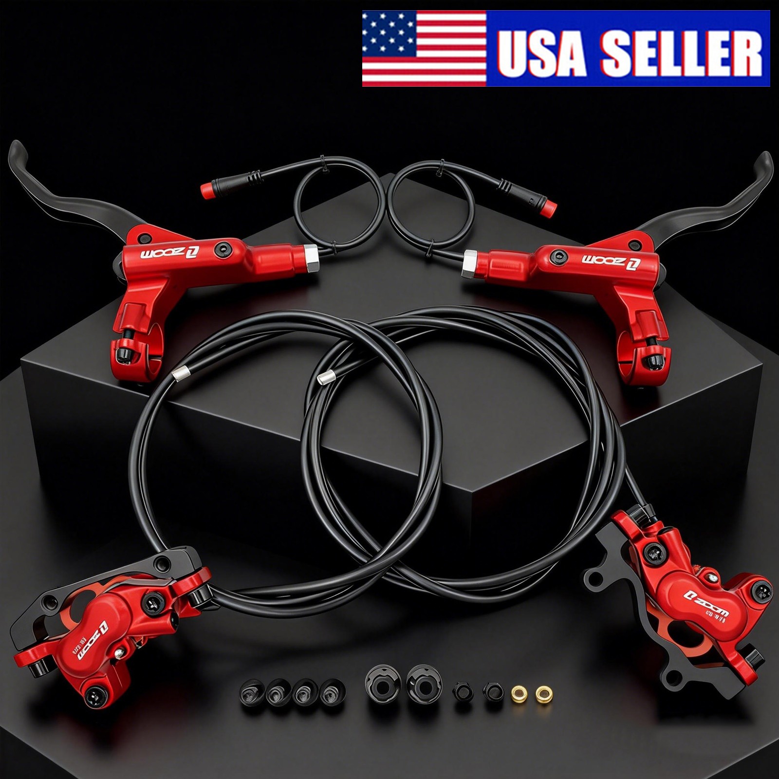 ZOOM E-Bike Hydraulic Disc Brakes 4-Piston Caliper Power-Off HB-876E MTB Brake