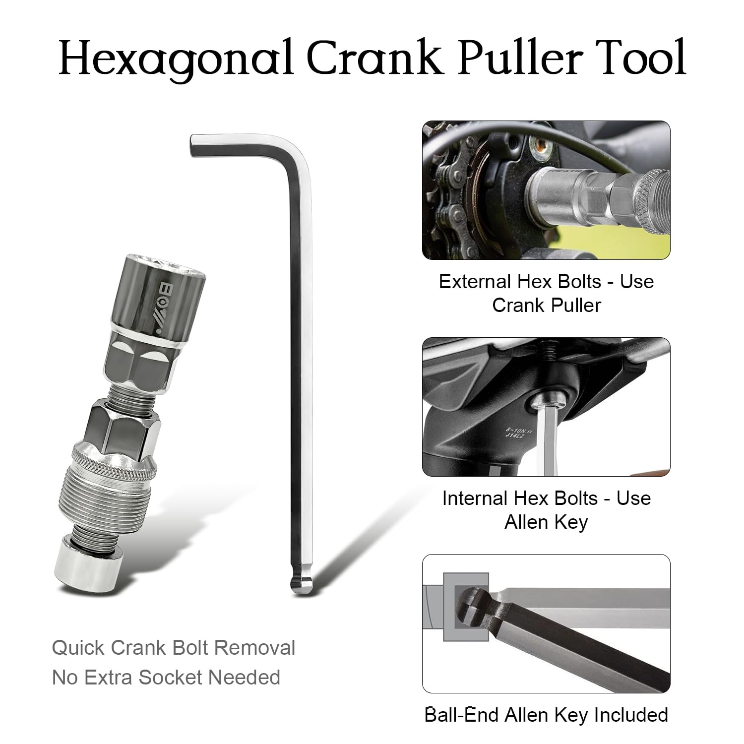 NISVACON Bike Crank Puller & Bottom Bracket Remover Set with One Size, Black