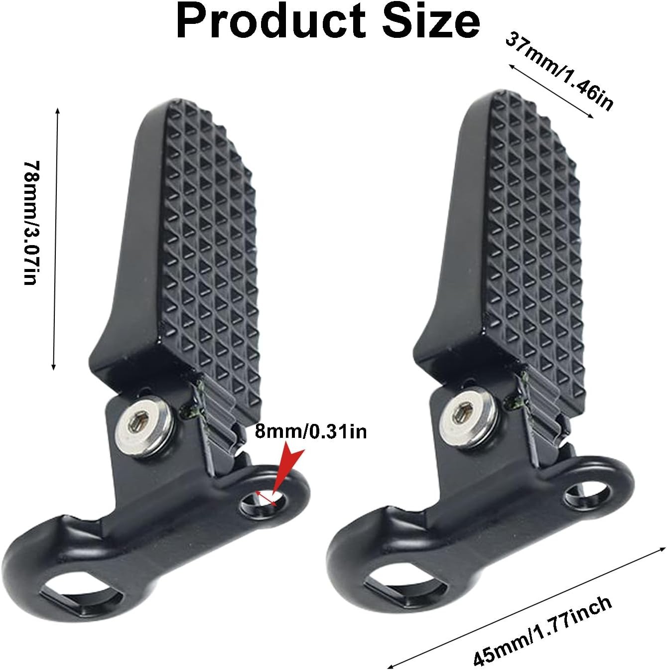 1 Pair of Bike Foot Pegs, Aluminium Alloy Non-Slip Bike Rear Pedals,Mini Folding