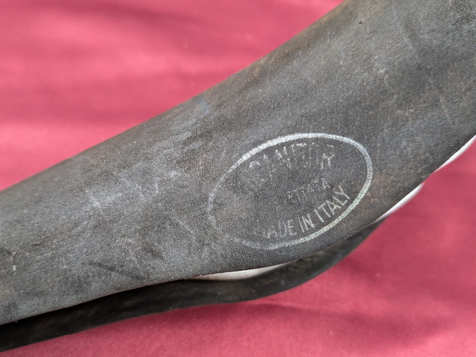 VTG Cinelli Unicanitor Leather Saddle Black Suede Narrow 27x15cm Road Bike SA13