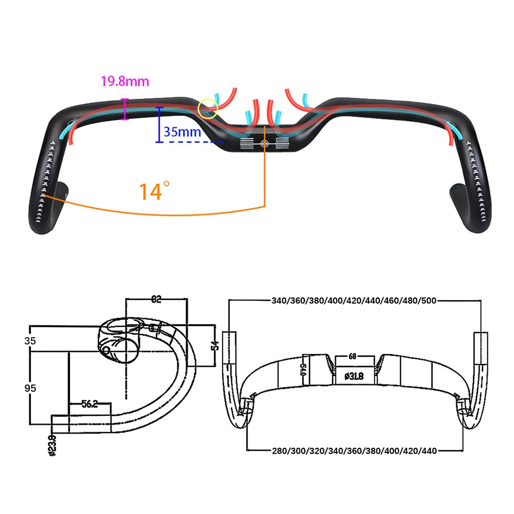 Carbon Fiber Road Bike Drop Bar 31.8mm Riser Bar Aero Gravel Bicycle Handlebars