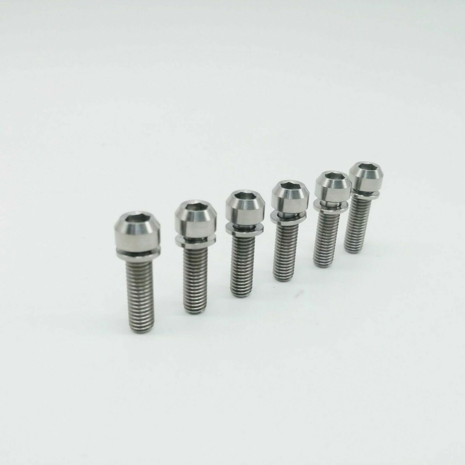6 Pcs Titanium Ti M5 M6 Hex Socket Washer Round Head Bolt for Bike Bicycle Stem