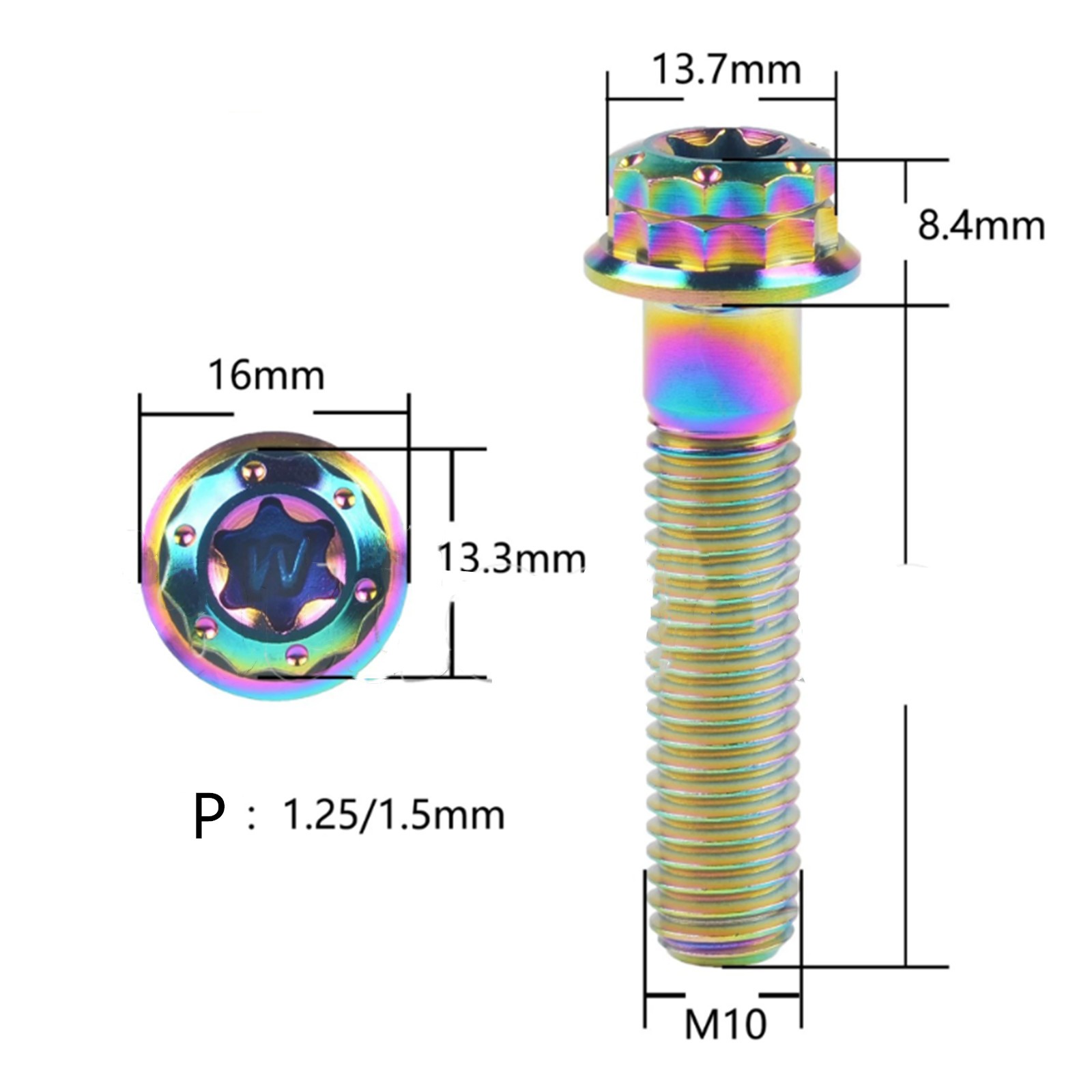 Titanium Bolt M10 Flange Fancy Head Torx Screws 20 25 30 35 40 45 50 55 60-70mm