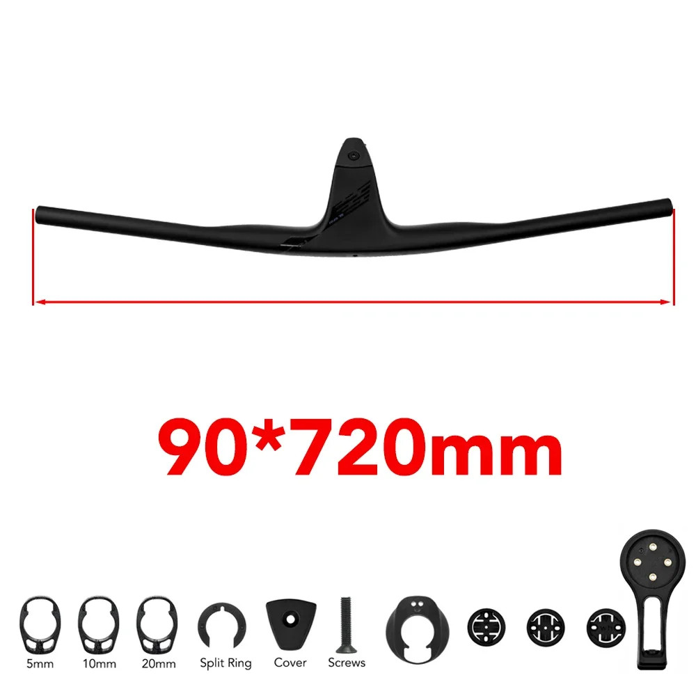 MTB XC Bicycle Carbon Handlebar Integrated Internal Cable 90*740mm Riser Bar