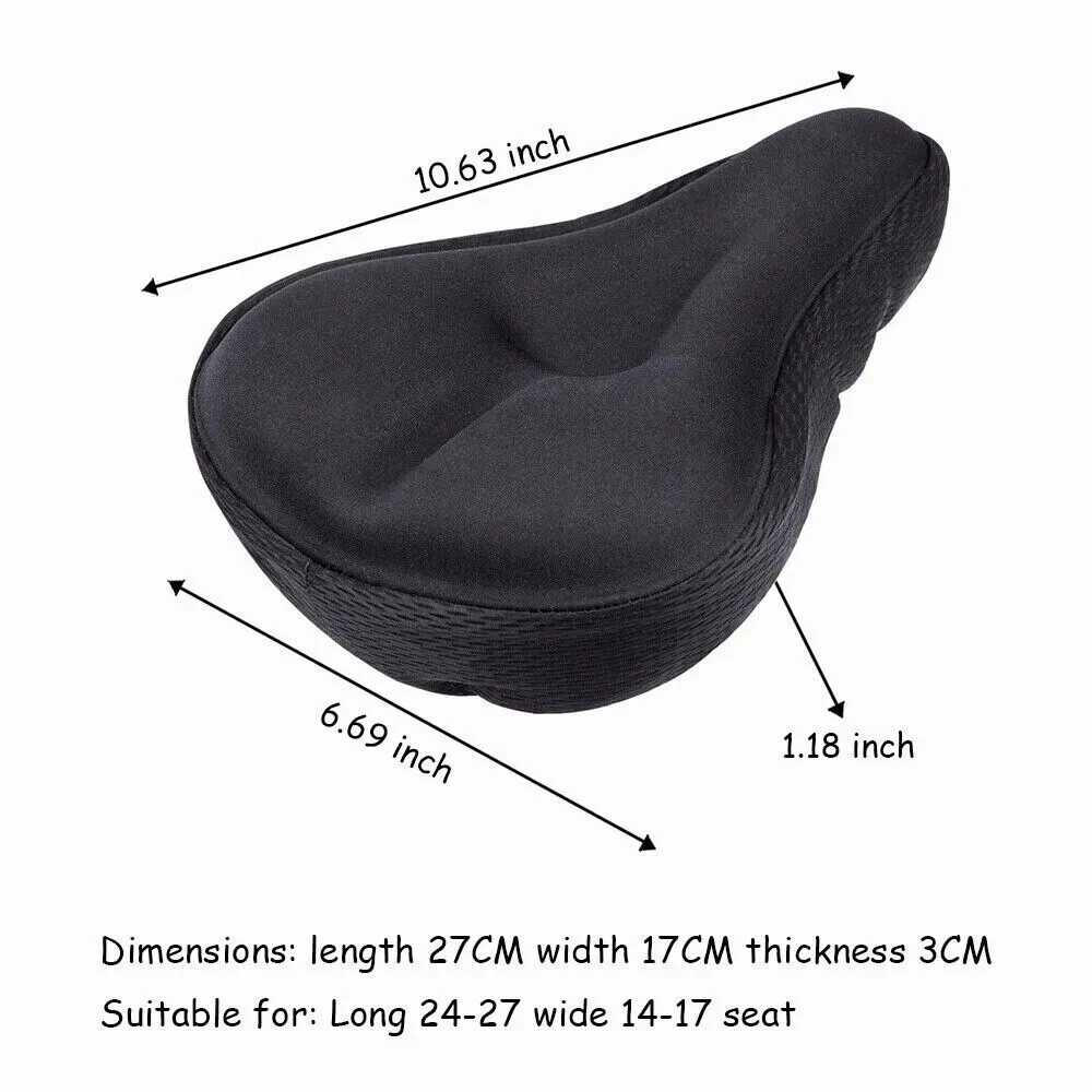 2 PCS Bike Wide Seat Cushion Cover Gel Soft Padded Mountain Bicycle Saddle Cover