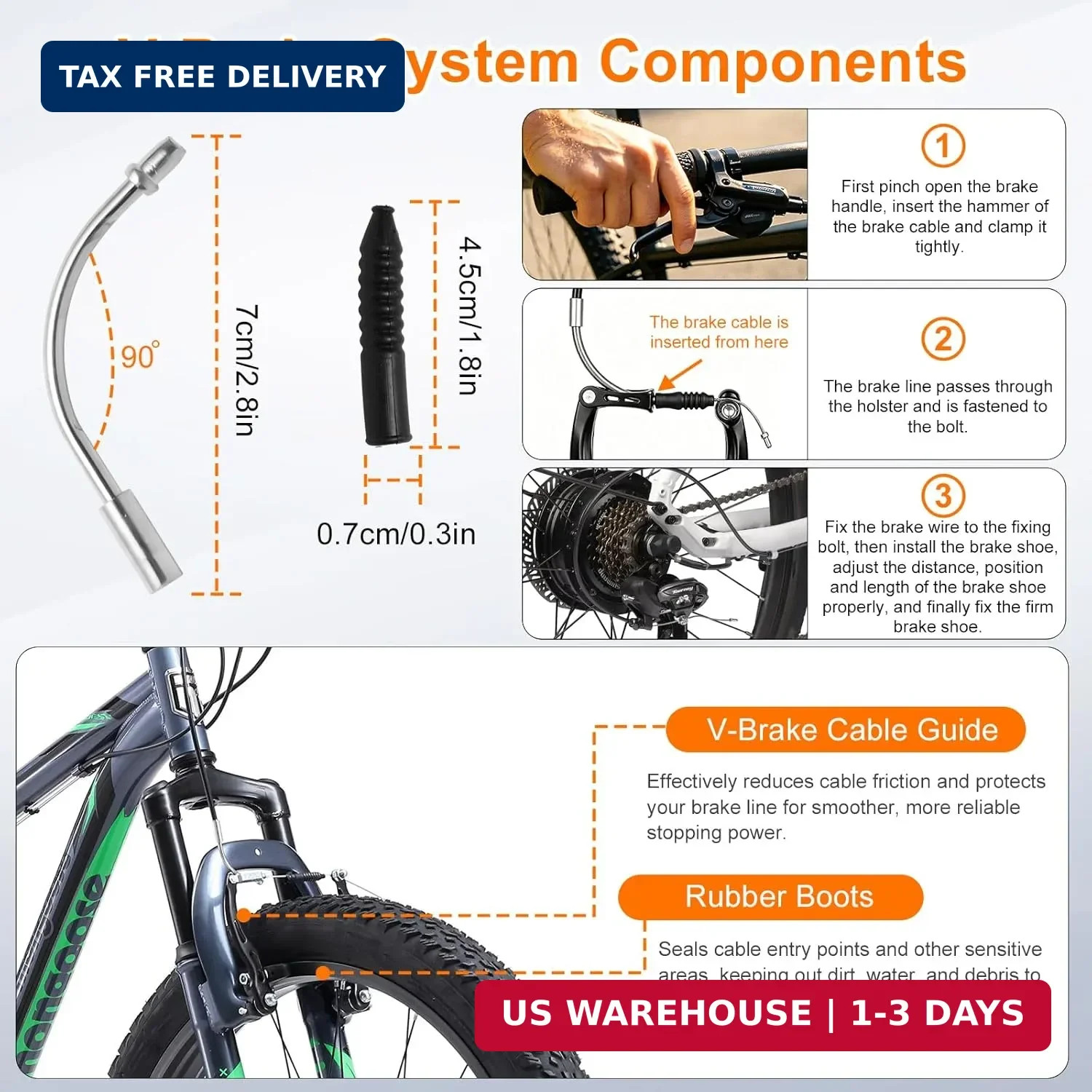 Bike Brake Cable Kit with Stainless Steel Bike Cable Cutter, Brake Cable and Bik