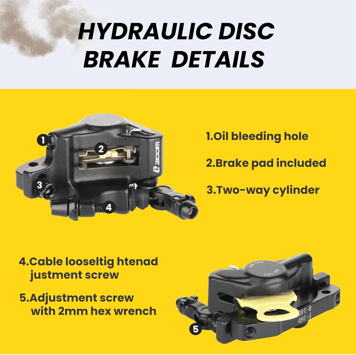 Cable-Actuated Hydraulic Disc Brake System for Smooth Riding – Set of 2 Calipers