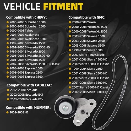 90K-38159 A/C Belt Tensioner Kit Compatible with Chevy Tahoe 2000-2008, Gmc