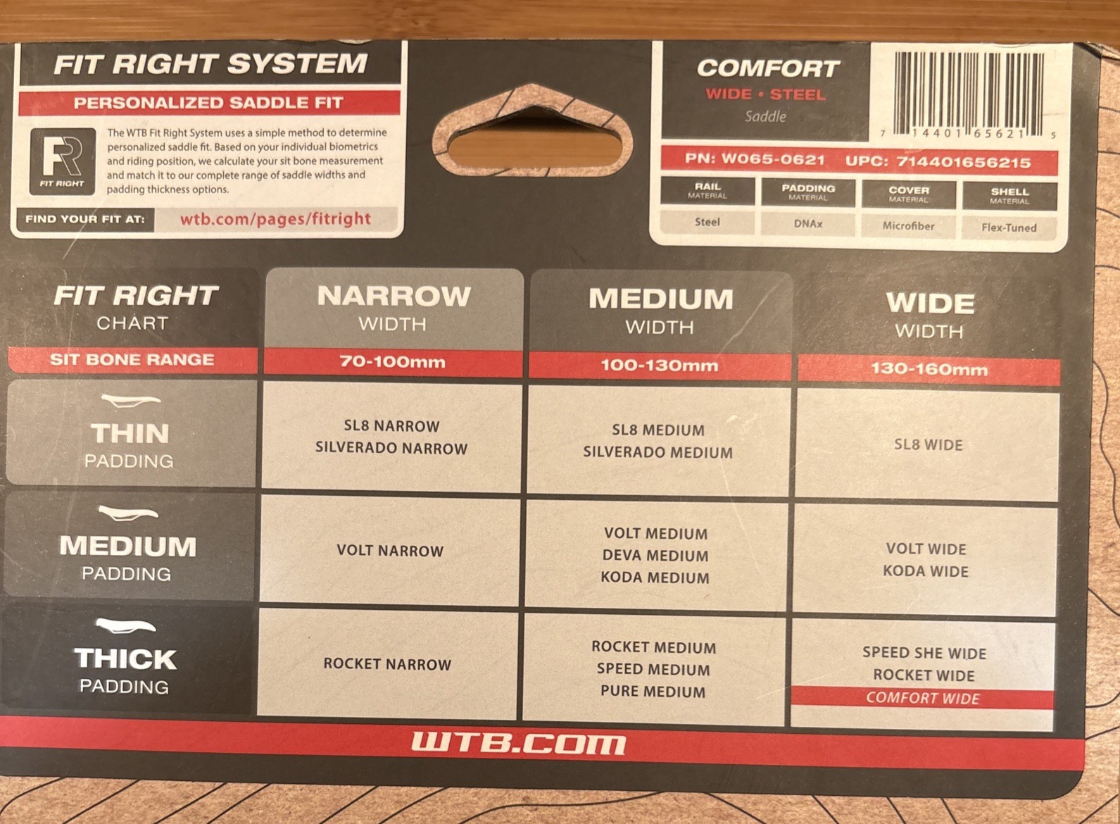 WTB Comfort Saddle Wide Sport Unisex Seat 174mm Relief Mountain Hybrid Bike Seat